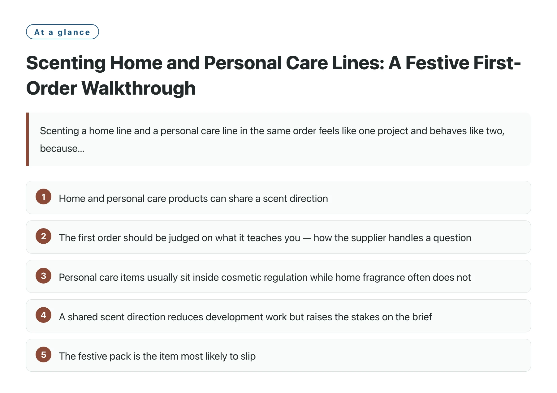 Scenting Home and Personal Care Lines: A Festive First-Order Walkthrough——全文要点速览